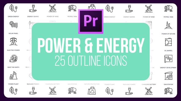 Power Energy 1 - Thin Line Icons (MOGRT)