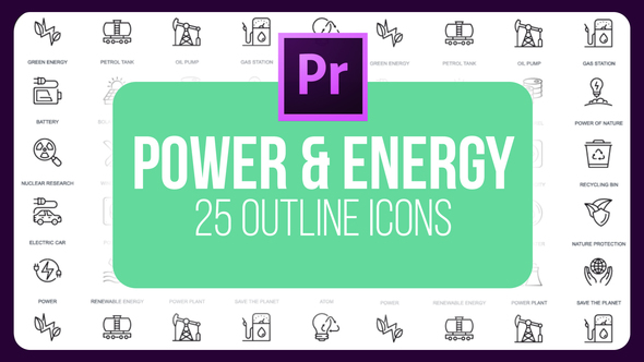 Power Energy 2 - Thin Line Icons (MOGRT)