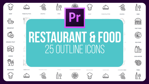 Restaurant And Food - Thin Line Icons (MOGRT)