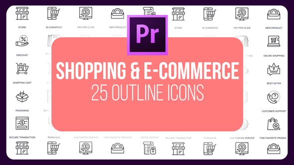 Shopping And E-Commerce - Thin Line Icons (MOGRT)