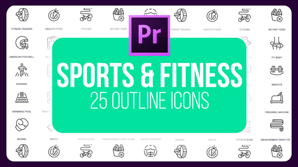 Sport And Fitness - Thin Line Icons (MOGRT)