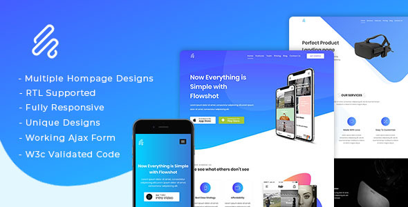 Flowshot - Multi Concept App & SaaS Landing Page + RTL Support