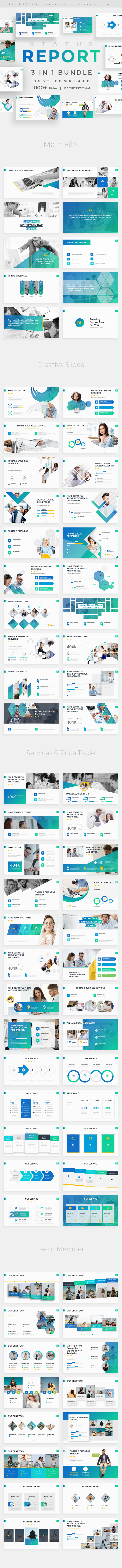Status Report 3 in 1 Pitch Deck Bundle Powerpoint Template