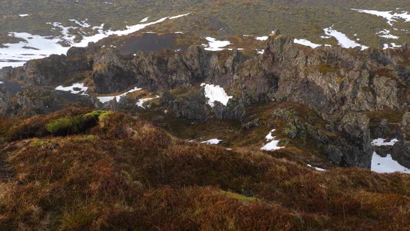 Iceland View Of Lava Field And Rock Formations At Djupalonssandur In Winter 3