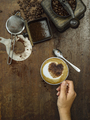 Making coffee on an old wooden table - PhotoDune Item for Sale