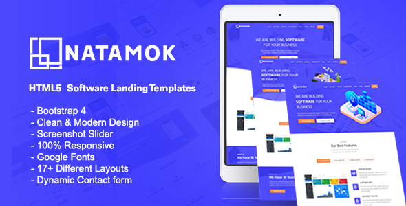 Natamok - Software Landing Template