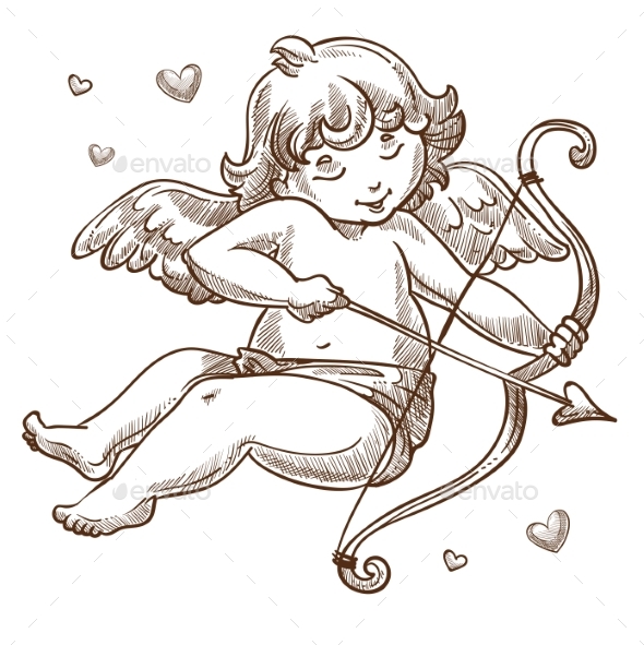 Angel with Bow or Cupid Valentines Day Character