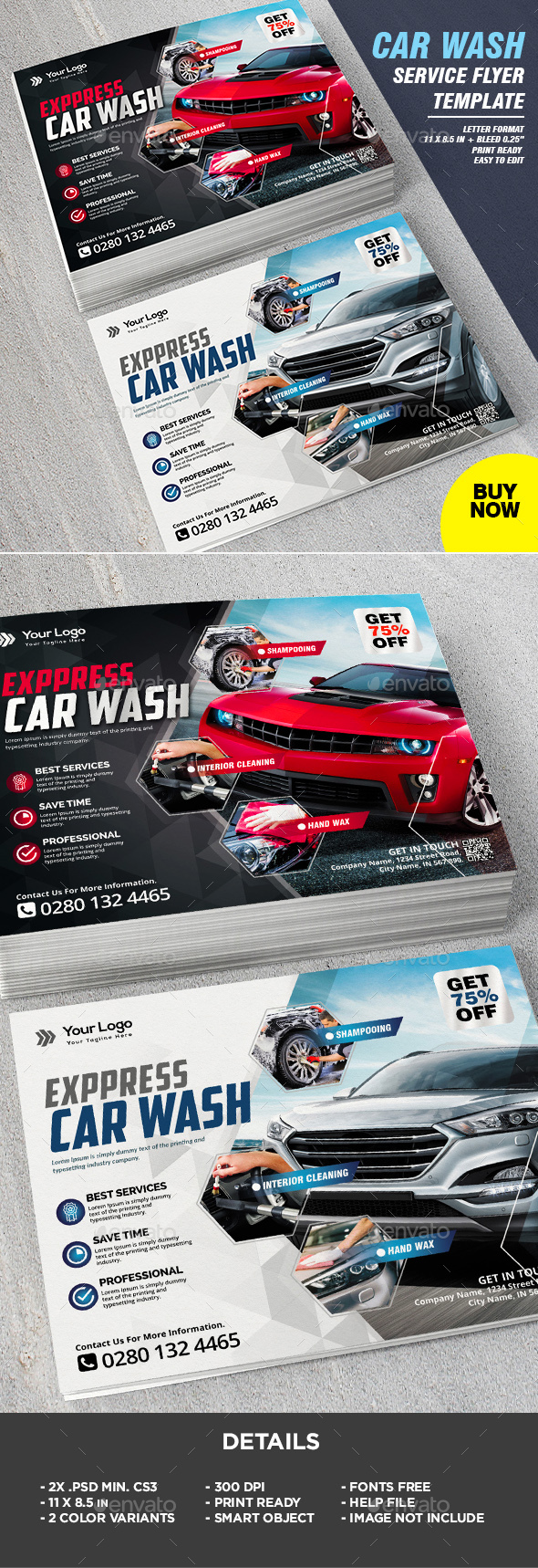 Car Wash Service Business Flyer Template