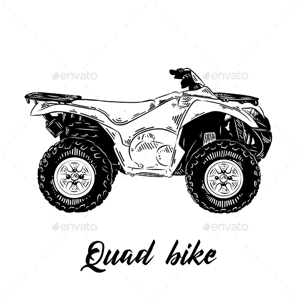 Hand Drawn Sketch of Quad Bike in Black