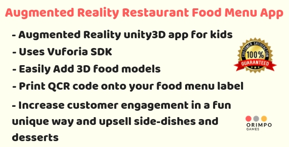 Augmented Reality Restaurant Food Menu App - Unity3D project + Android Studio Project + APK
