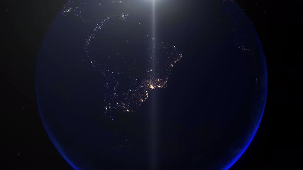 Realistic Earth Night Zoom Out Clouds South America Brazil Rio De Janeiro Sao Paulo