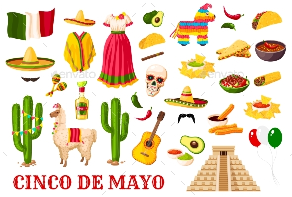 Cinco De Mayo Traditional Mexican Holiday Symbols