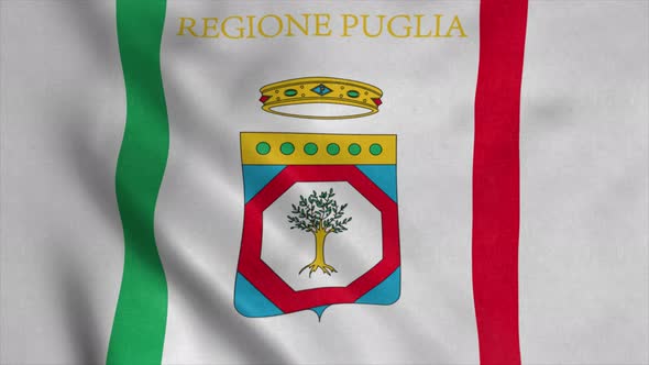 Apulia Region Flag Italy Waving in the Wind Background