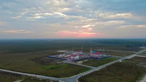 Aerial View of an Oil and Gas Field in Siberia