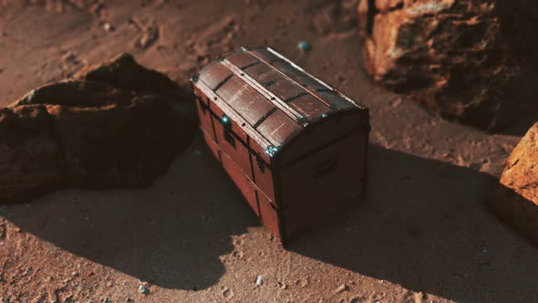 Wooden Treasure Box On The Beach