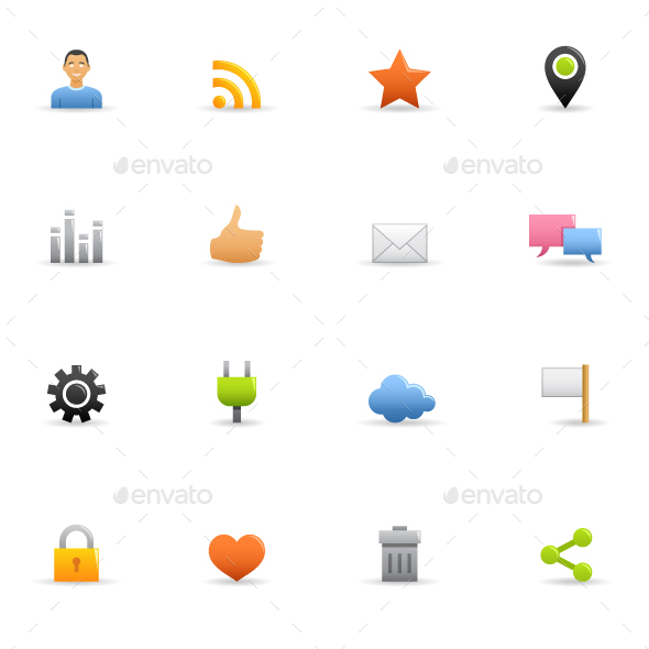 Social Network & Blog - Color Vector Icons