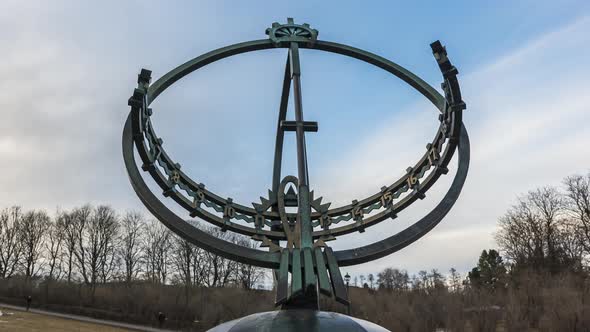 Vigeland Park Sundial With People Walking Around - Sculpture At Frogner Park In Oslo, Norway. - hype