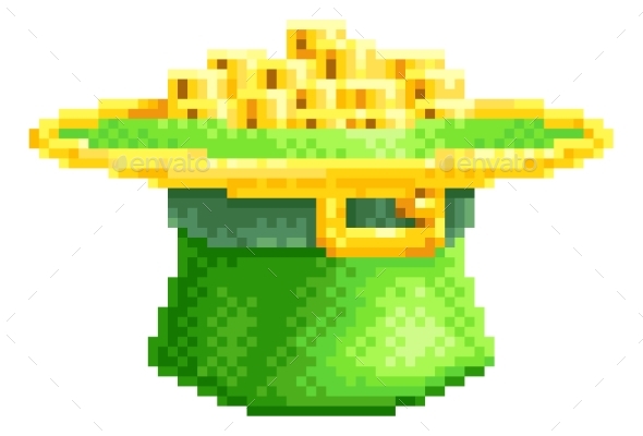 St Patricks Day Leprechaun Hat Pixel Art Icon