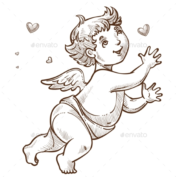 Angel or Cupid with Wings Valentine Day Symbol