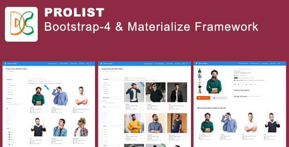 ProList - Bootstrap-4 and  Materialize Framework Layout