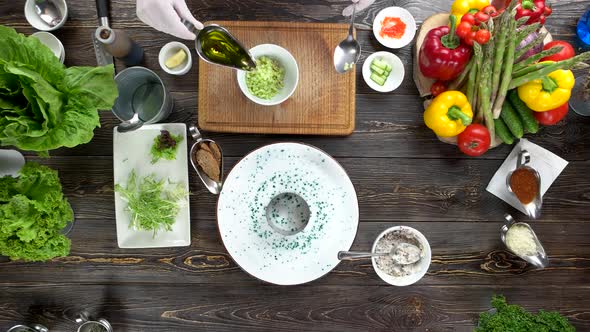 Hands Preparing Garnishing Food