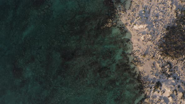 Flying down above Coastline. Beautiful Nature Sea Background