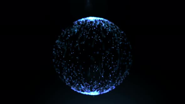 Blue Particle sphere creation animation 4K