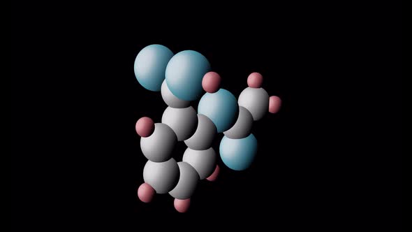 Abstract Molecule of Acetylsalicylic Acid Rotating in Dark Space