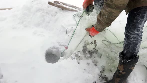 Winter Fishing on Frozen Lake