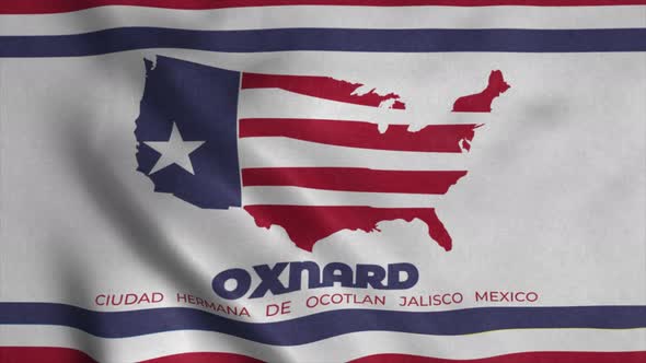 Flag of Oxnard City California United States Waving at Wind