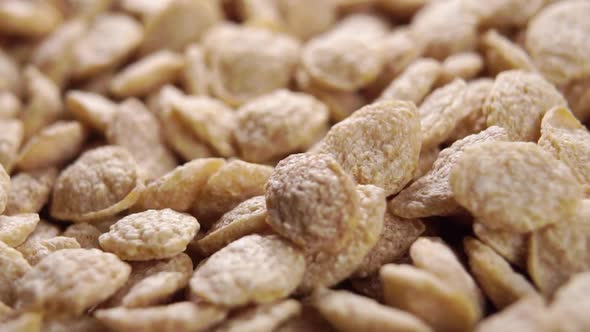 Quinoa dry flakes falling in slow motion. Rotation