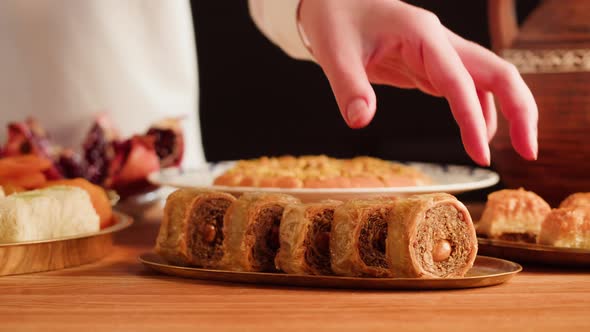 Turkish Sweet Dish Baklava Closeup