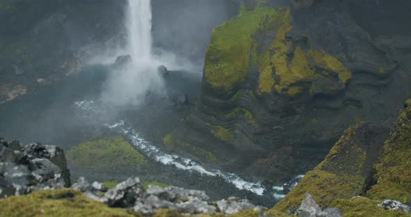 Most Beautiful Haifoss Waterfall in Iceland Highland