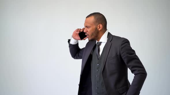 Professional African-american Business Man Talking on Mobile Phone