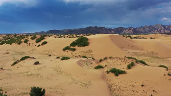 Aerial View of the Sand Dunes in Mongolia