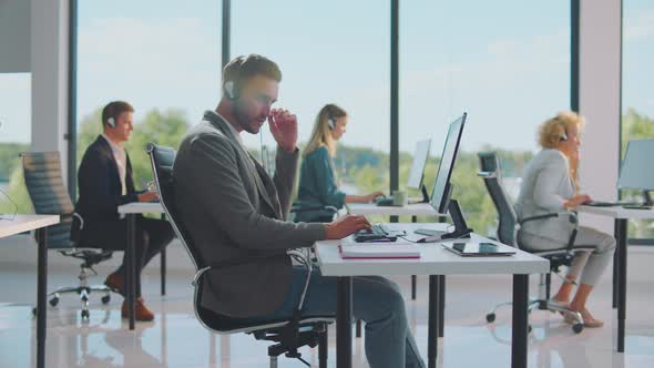 Businessmen sitting in shared office