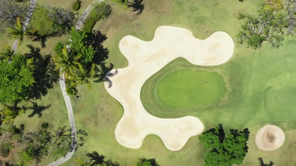 Aerial View From Drone on Golf Field