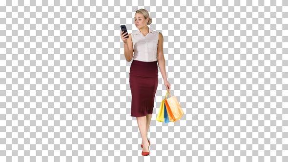Beautiful Attractive Women Looking in Smartphone and Holding