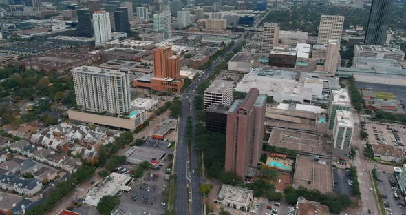 4k aerial view of the Galleria area in Houston, Texas