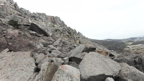 Natural formations on a hill or sleeping volcano