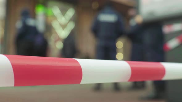 Barrier Warning Police Tape at the Crime Scene. Kyiv. Ukraine