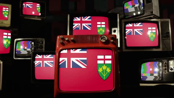 Flag of Ontario, Canada, and Retro TVs.