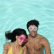 Young Couple in A Swimming Pool, Overhead View - VideoHive Item for Sale