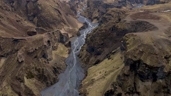 Canyon in the highlands Thorsmork in South Iceland