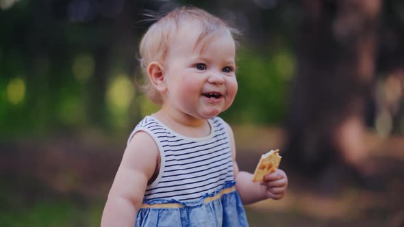 walk in the park or in the forest. portrait of a child