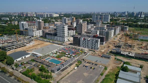 Drone Aerial View Cityscape Modern Building Residential Complex Nice Town