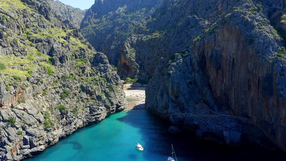 Boats and beach atSa Calobra, Mallorca, Balearic Islands