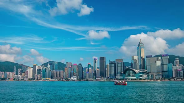 Aerial Timelapse of Hong Kong Skyline. Hong Kong, China