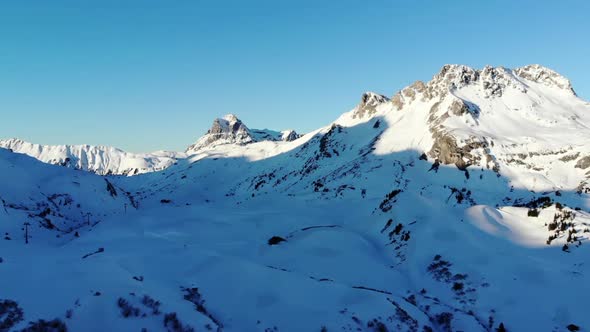 drone shot of Auenfeldjet  in Lech am Arlberg, Vorarlberg, Austria