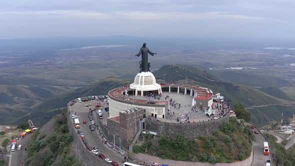 Aerial: Cristo Rey, Trip Guanajuato, Mexico, drone view